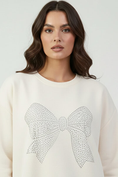 UNCİA OUTDOORS Hanorac supradimensionat pentru femei, cu imprimeu cu panglici...