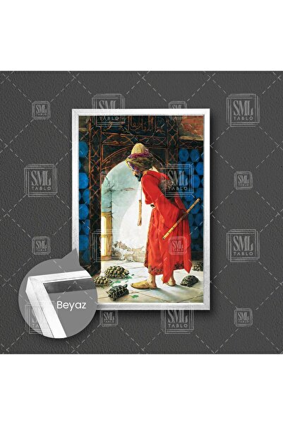 SML TABLO Osman Hamdi Bey Kaplumbağa Terbiyecisi Başyapıt Çerçeveli Dikey Kan...
