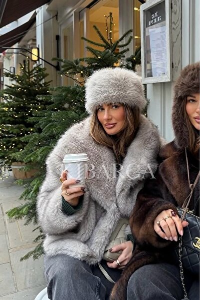 kibarca Kısa Tüylü Gri Kürk Kalpak Şapka Lüx Kışlık Şık Bere | Kayak Tatili, Kar Kombini, Yılbaşı Hediyesi