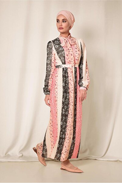 Alvina Patterned Pleated Skirt Dress - 4969