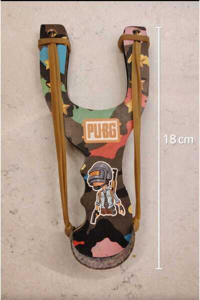 WoodBay PUBG Desenli Ahşap Sapan – 18 cm – Dayanıklı Lastikli – Koleksiyon & Hobi Sapanı 1 Adet
