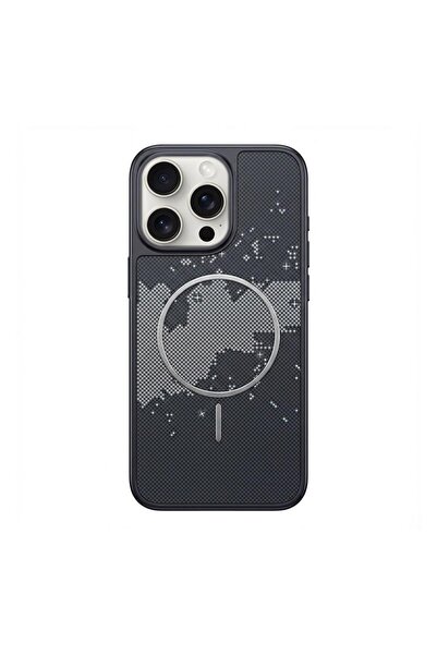 Zebana Apple iPhone 15 Pro Max Uyumlu Kılıf Vionix M-Safe Silikon Kılıf Siyah
