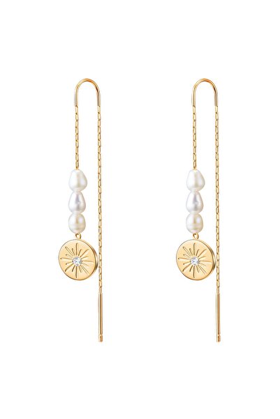 Valero Pearls Edelstahlohrhänger Ohrhänger Edelstahl gelbgold Süßwasser-Zucht...