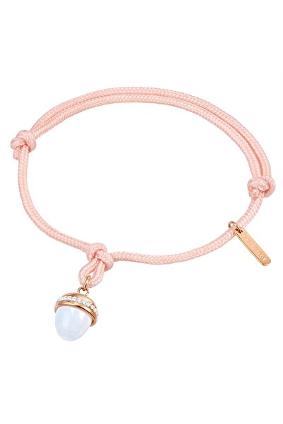 eastside Edelstahlarmband Armband Edelstahl gelbgold Textil (rosa) Preciosa weiß Glas weiß