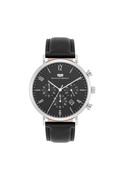Rhodenwald & Söhne Chronograph Herren Chronograph silber Echtleder schwarz