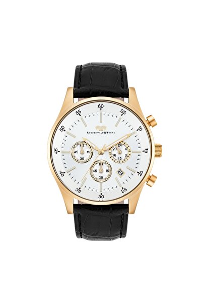 Rhodenwald & Söhne Kronograf Herren Kronograf gelbgold Echtleder schwarz