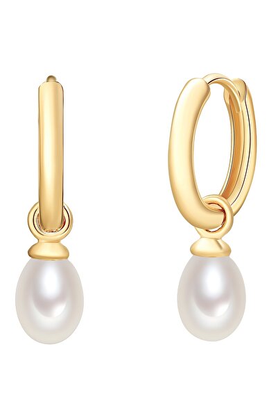 Valero Pearls Perlenohrcreolen Klappcreolen Sterling Silber gelbgold Süßwasse...