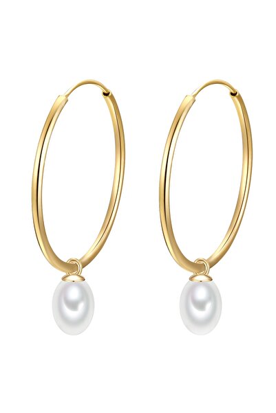 Glanzstücke München Silberohrcreolen Creolen Sterling Silber gelbgold Süßwasser-Zuchtperle weiß