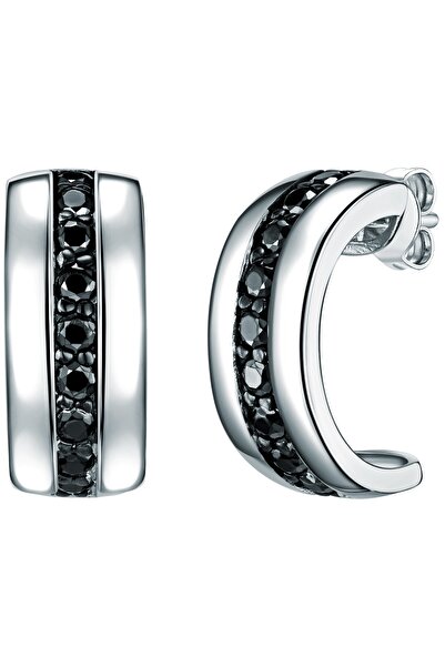 Rafaela Donata Silberohrstecker Halbcreolen Sterling Silber Zirkonia schwarz