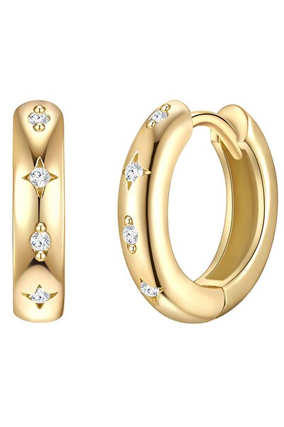 Glanzstücke München Silberohrcreolen Creolen Sterling Silber gelbgold Zirkoni...