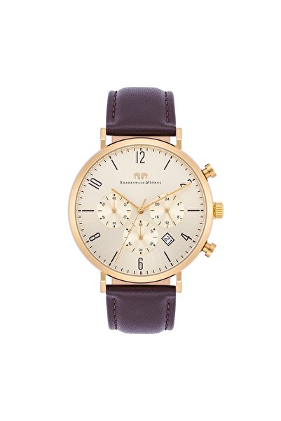 Rhodenwald & Söhne Chronograph Herren Chronograph gelbgold Echtleder braun