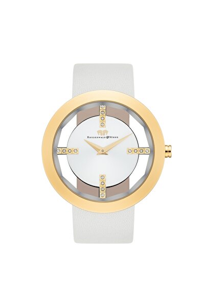Rhodenwald & Söhne Quarzuhr Damen Quarzuhr gelbgold Echtleder creme-weiß