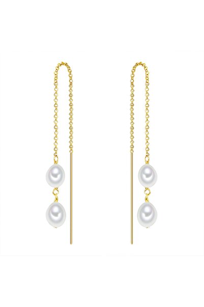 Valero Pearls Perlenohrhänger Ohrhänger Sterling Silber gelbgold Süßwasser-Zu...