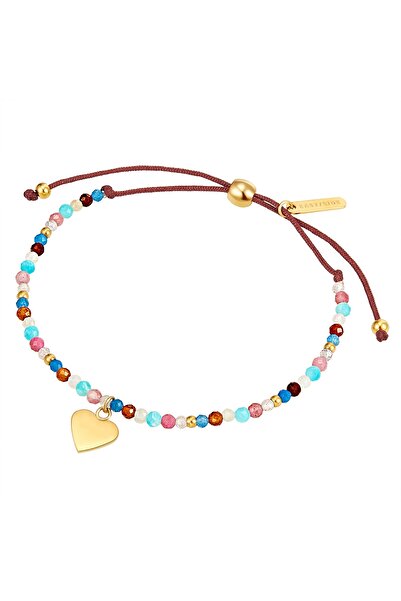 eastside Edelstahlarmband Kol Bandı Edelstahl gelbgold Textil (dunkelbraun)