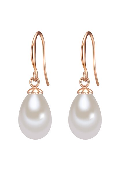 Lulu & Jane Perlenohrhänger Ohrhänger roségold Muschelkernperle weiß