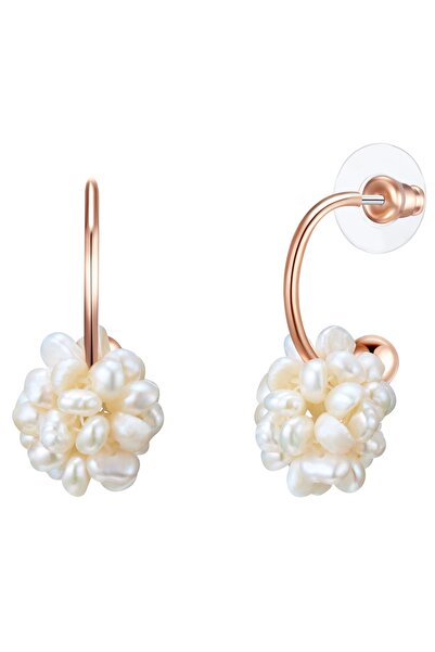 Lulu & Jane Perlenohrcreolen Creolen roségold Süßwasser-Zuchtperle weiß