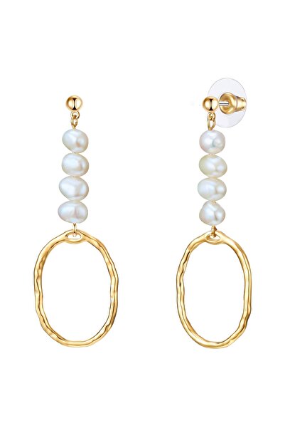 Lulu & Jane Perlenohrhänger Ohrhänger gelbgold Süßwasser-Zuchtperle weiß