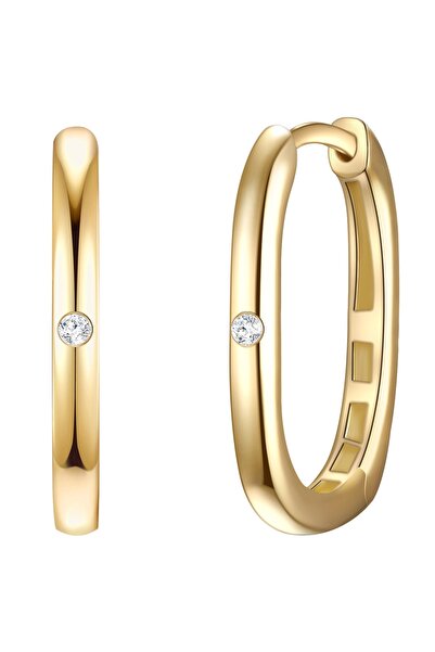 Lulu & Jane Diamantohrcreolen Creolen Sterling Silber gelbgold Diamant weiß