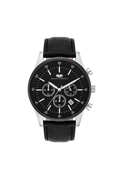 Rhodenwald & Söhne Kronograf Herren Kronograf silber/schwarz Echtleder schwarz