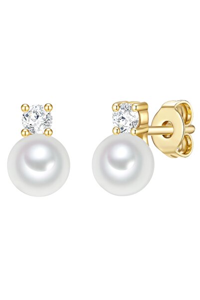 Trilani Silberohrstecker Ohrstecker Sterling Silber gelbgold Süßwasser-Zuchtperle