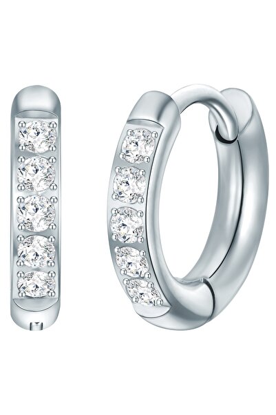 eastside Edelstahlohrcreolen Creolen Edelstahl Zirkonia weiß