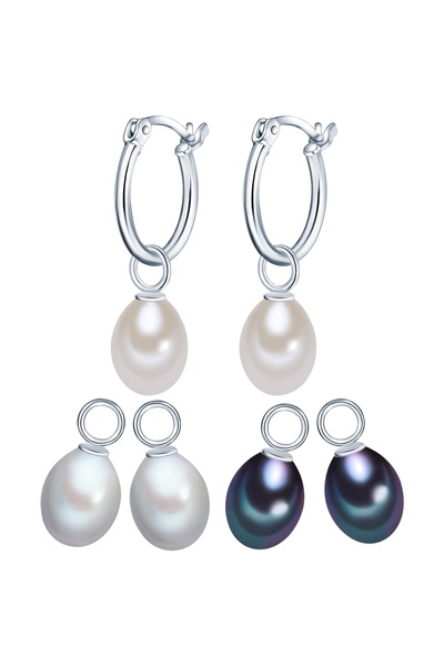 Lulu & Jane Perlenohrcreolen Creolen Sterling Silber Süßwasser-Zuchtperle multicolor