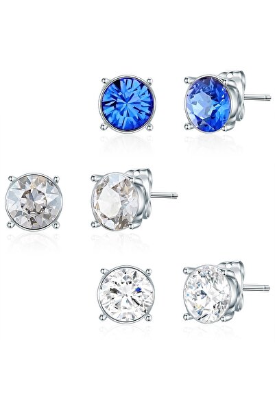 Lulu & Jane Swarovski® Kristalleri ile Ohrstecker 3'lü Set Swarovski® Kristal...