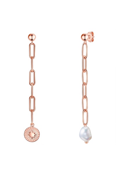 Valero Pearls Edelstahlohrhänger Ohrhänger Edelstahl roségold Süßwasser-Zucht...