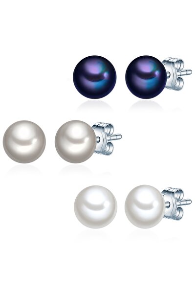 Valero Pearls Perlenohrstecker 3er Set Ohrstecker Sterling Silber Süßwasser-Zuchtperlen multicolor