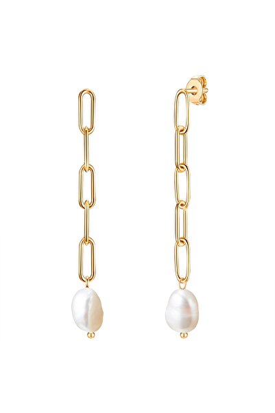 Valero Pearls Edelstahlohrhänger Ohrhänger Edelstahl gelbgold Süßwasser-Zucht...