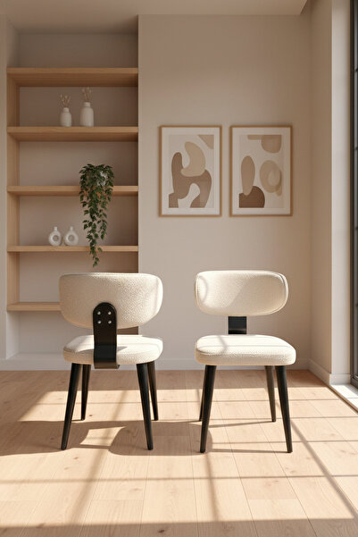 UMS MOBİLYA 2'li Zen Sandalye - Ahşap Ayaklı Mutfak Ve Salon Sandalyesi