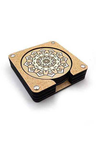 Artikel Bohemian Patterned Printed Wooden Coaster Set of 6, Office Accessory,...