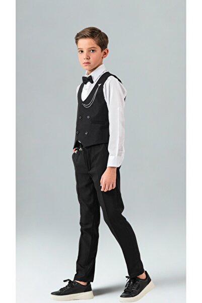 Atlas Kids Boy's Tuxedo Suit – Vest Set Bow Tie Shirts with Jogger Pants and ...