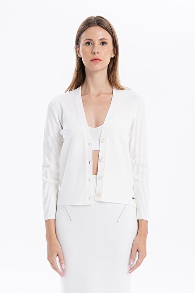 GMG FIRENZE Γυναικεία ζακέτα με λεπτομέρεια ραφής και κουμπιά στο λαιμό