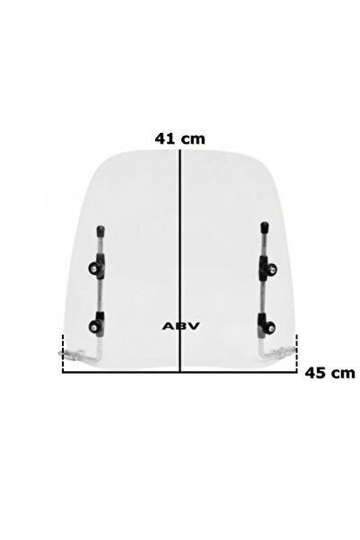 ABV Üniversal Motosiklet Ön Cam - Siperlik (41X45 CM) + Bağlantı Ekipmanı