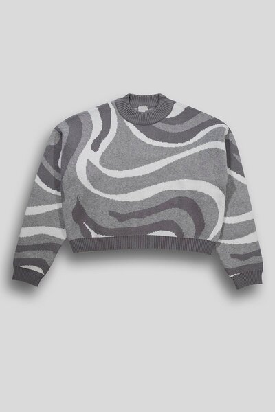 GMG FIRENZE Γυναικείο πουλόβερ με σχέδιο με λαιμόκοψη