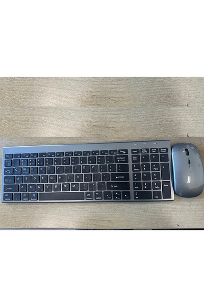 Choice لوحة مفاتيح وماوس لاسلكية قابلة لإعادة الشحن بالحجم الكامل باللون الرمادي الروسي مزودة بتقنية البلوتوث 5.0 و2.4 جيجاهرتز