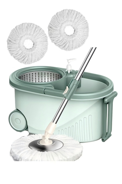 Generic 360 degree Rotary Mop and Bucket Set with Wheel Detergent Bottle, Hand Free Clean Mop with 2 refills