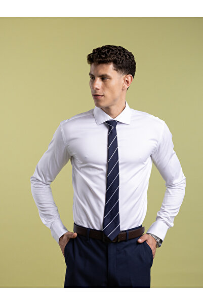 Mannerism Mens White Dress Solid Comfort Fit Shirt