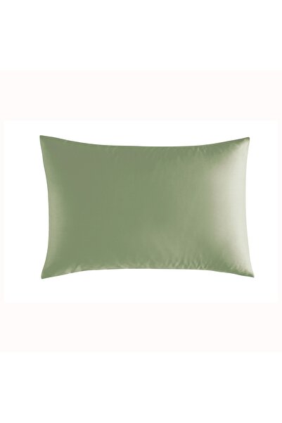 Linens طقم غطاء وسادة قياسي مكون من قطعتين من القطن والساتان من Mix&Match باللون الأخضر الداكن