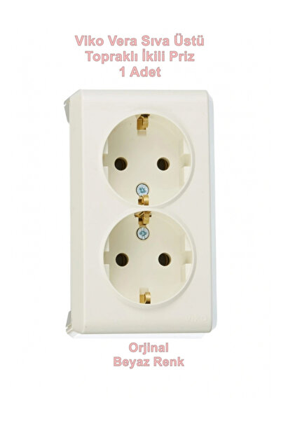 VİKO Vera Beyaz Sıva Üstü İkili Topraklı Priz 220v IP20