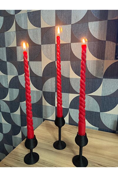 BlueDaisyCandle 3 lü KIRMIZI BURGULU Şamdan Mumu, Guava kokulu, mum , ev deko...