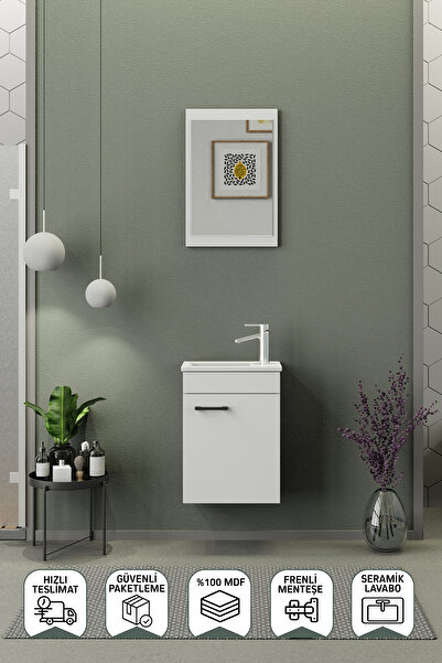 BIANI Fix Arya Mini 42 Cm Banyo Dolabı Mat Beyaz