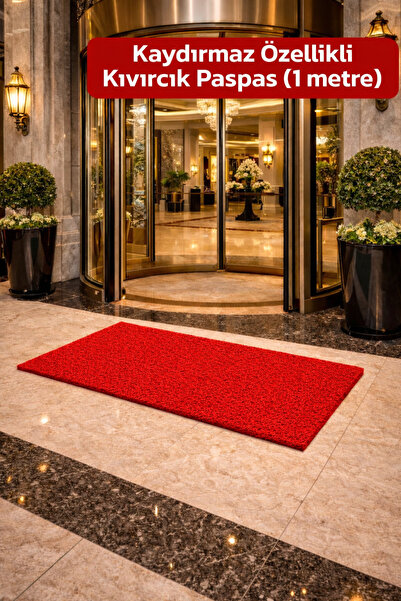 Alezy KPS Kaydırmaz Taban Kıvırcık Paspas Kapı Önü Paspası 1 Metre - Tüm Ebatlar