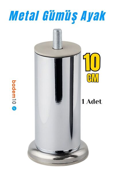 Badem10 أرجل أثاث معدنية فضية من الكروم بطول 10 سم، أرجل حديثة للأريكة والكنبة، وحدة تلفزيون متينة مع مسامير m8