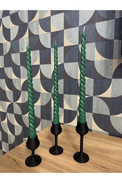 BlueDaisyCandle 3'lü YEŞİL BURGULU Şamdan Mumu, Guava kokulu, mum , ev dekor , hediye