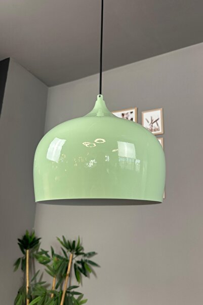 Bamyum Çember Mint Yeşili Metal Tekli Avize Salon Mutfak Cafe Ofis Tekli Aviz...