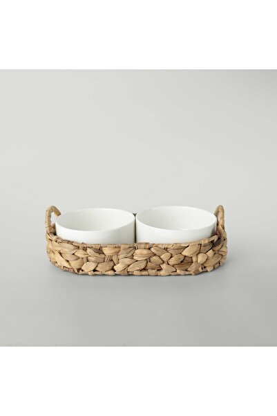Linens Straw Porselen 2'li 34x17x8 cm Sunum Kasesi