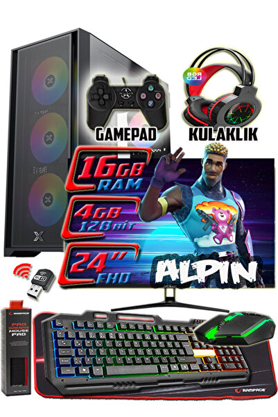 WARBOX Alpin I7 Turbo:3.80ghz 16gb Ram 240gb Ssd 250gb Hdd R7 240-4gb E.kartı 24" Monitör Gaming Pc