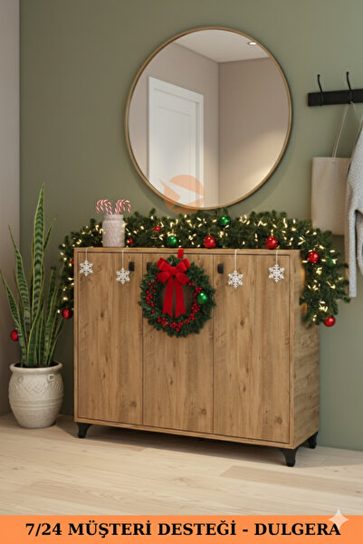 DULGERA Roma 3 Kapaklı Ayakkabılık Çok Amaçlı 3 Kapaklı Dolap 3 Raflı Çok Amaçlı Dolap